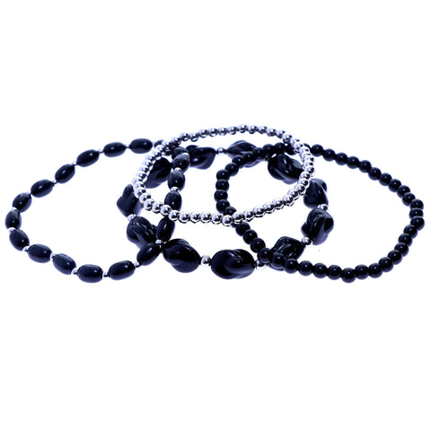 Mi Amore 4 Bracelet set Stretch-Bracelet Black/Silver-Tone