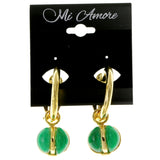 Gold-Tone & Green Colored Metal Clip-On-Earrings #LQC21