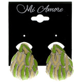 Glitter Clip-On-Earrings Colorful & Silver-Tone Colored #LQC27