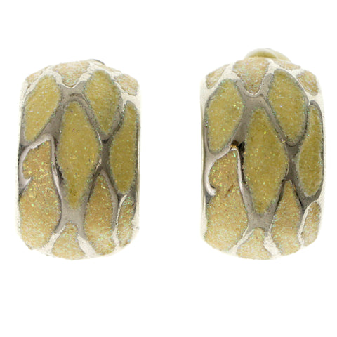 Glitter Clip-On-Earrings White & Silver-Tone Colored #LQC35