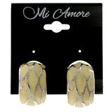 Glitter Clip-On-Earrings White & Silver-Tone Colored #LQC35