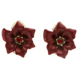 Flowers Clip-On-Earrings Crystal Accents Purple & Silver-Tone #LQC364
