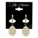 White & Silver-Tone Colored Metal Clip-On-Earrings #LQC365