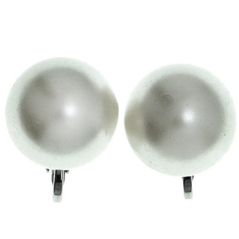 Mi Amore Clip-On-Earrings Silver-Tone/White #LQC0504