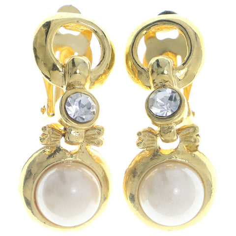 Mi Amore Clip-On-Earrings Gold-Tone/White #LQC509