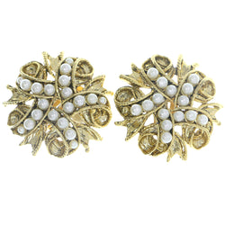 Mi Amore Ribbon Clip-On-Earrings Gold-Tone/White