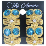Mi Amore Clip-On-Earrings Gold-Tone/Blue #LQC0592