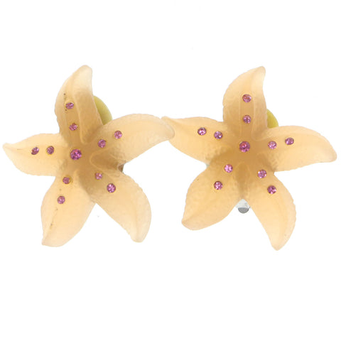 Mi Amore Star Fish Clip-On-Earrings Peach/Pink #LQC0594