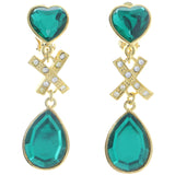 Mi Amore Heart Clip-On-Earrings Gold-Tone/Green #LQC0599