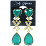 Mi Amore Heart Clip-On-Earrings Gold-Tone/Green #LQC0599