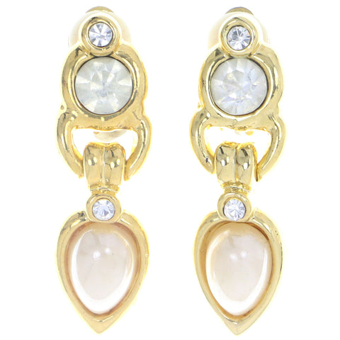Mi Amore Clip-On-Earrings Gold-Tone/White #LQC0607