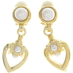 Mi Amore Clip-On-Earrings Gold-Tone/White #LQC0608