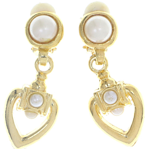 Mi Amore Clip-On-Earrings Gold-Tone/White #LQC0608