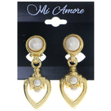 Mi Amore Clip-On-Earrings Gold-Tone/White #LQC0608