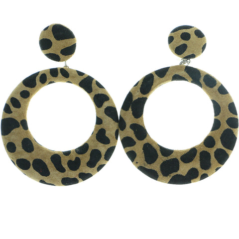 Mi Amore Cow Print Clip-On-Earrings Brown/Black #LQC0618