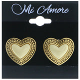 Mi Amore Heart Clip-On-Earrings Gold-Tone/White #LQC0632