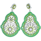 Mi Amore Filigree Clip-On-Earrings Silver-Tone/Green #LQC0635