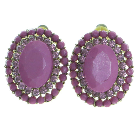 Mi Amore Clip-On-Earrings Gold-Tone/Purple #LQC0640