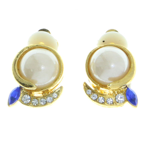Mi Amore Clip-On-Earrings Gold-Tone/Blue #LQC0643