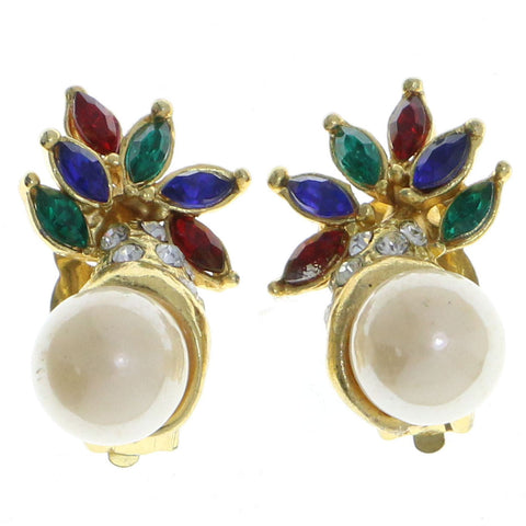 Mi Amore Clip-On-Earrings Gold-Tone/Multicolor #LQC0649