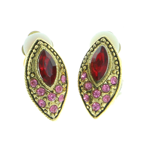 Mi Amore Clip-On-Earrings Gold-Tone/Red #LQC0651