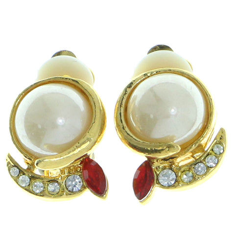 Mi Amore Clip-On-Earrings Gold-Tone/Red #LQC0652