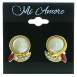 Mi Amore Clip-On-Earrings Gold-Tone/Red #LQC0652