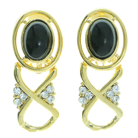 Mi Amore Clip-On-Earrings Gold-Tone/Black #LQC0655