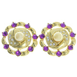 Mi Amore Clip-On-Earrings Gold-Tone/Purple #LQC0658