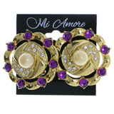 Mi Amore Clip-On-Earrings Gold-Tone/Purple #LQC0658