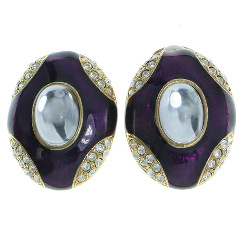 Mi Amore Clip-On-Earrings Gold-Tone/Purple #LQC0660
