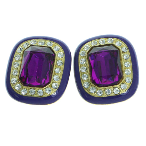 Mi Amore Clip-On-Earrings Gold-Tone/Purple #LQC0667