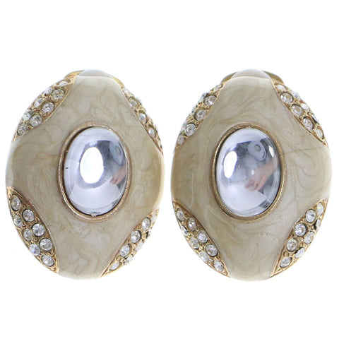 Mi Amore Clip-On-Earrings Gold-Tone/Tan #LQC0672