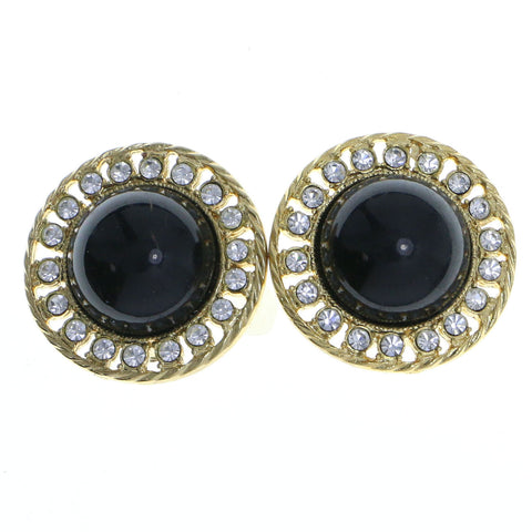 Mi Amore Clip-On-Earrings Gold-Tone/Black #LQC0692