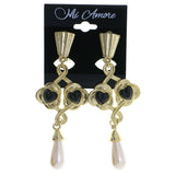 Mi Amore Heart Clip-On-Earrings Gold-Tone/Black #LQC0694