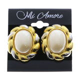 Mi Amore Clip-On-Earrings Gold-Tone/White #LQC0801