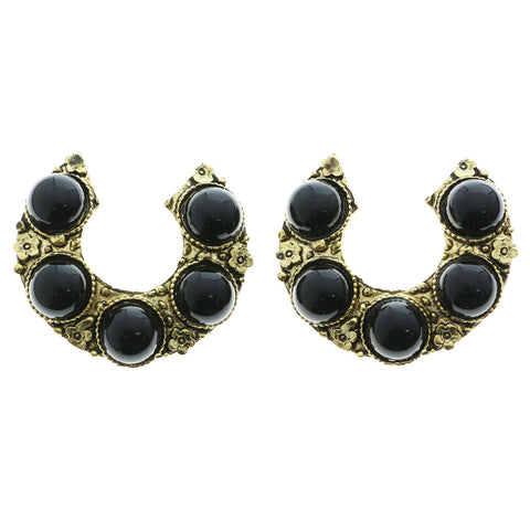 Mi Amore Clip-On-Earrings Gold-Tone/Black #LQC0807