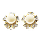 Mi Amore Clip-On-Earrings Gold-Tone/White #LQC0808