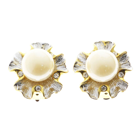 Mi Amore Clip-On-Earrings Gold-Tone/White #LQC0808