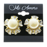 Mi Amore Clip-On-Earrings Gold-Tone/White #LQC0808