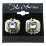 Mi Amore Clip-On-Earrings Silver-Tone/Purple #LQC0810