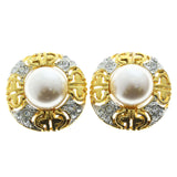 Mi Amore Crystal Accents Clip-On-Earrings Gold-Tone/White #LQC0815
