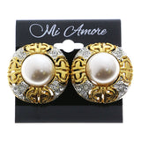 Mi Amore Crystal Accents Clip-On-Earrings Gold-Tone/White #LQC0815