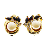 Mi Amore Crystal Accents Clip-On-Earrings Gold-Tone/Black #LQC0818