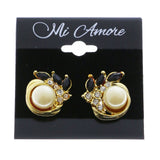 Mi Amore Crystal Accents Clip-On-Earrings Gold-Tone/Black #LQC0818