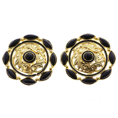 Mi Amore Clip-On-Earrings Gold-Tone/Black #LQC0820