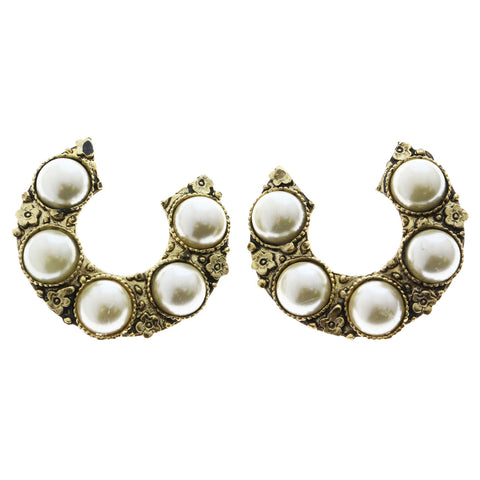 Mi Amore Clip-On-Earrings Gold-Tone/White #LQC0823
