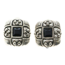 Mi Amore Clip-On-Earrings Silver-Tone/Black #LQC0828