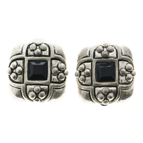 Mi Amore Clip-On-Earrings Silver-Tone/Black #LQC0828