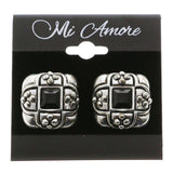 Mi Amore Clip-On-Earrings Silver-Tone/Black #LQC0828